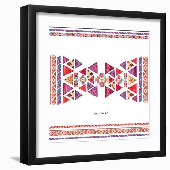 Watercolor Ethnic Card. Boho Chic, Ethnic, Pattern, Wallpaper.-windesign-Framed Art Print