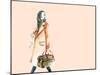 Watercolor Fashion Illustration. Woman Walking with Travel Bag in His Hand-Anna Ismagilova-Mounted Art Print