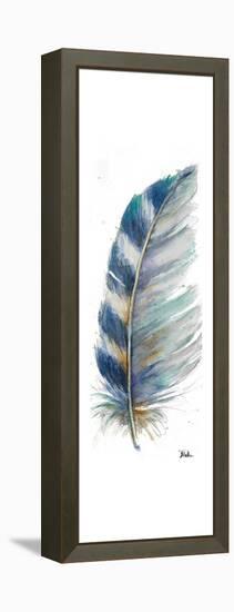 Watercolor Feather White V-Patricia Pinto-Framed Stretched Canvas