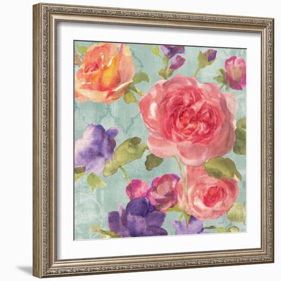 Watercolor Floral I on Grey-Danhui Nai-Framed Art Print