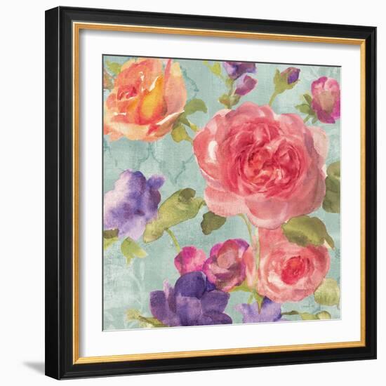 Watercolor Floral I on Grey-Danhui Nai-Framed Premium Giclee Print