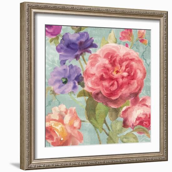 Watercolor Floral II on Grey-Danhui Nai-Framed Art Print