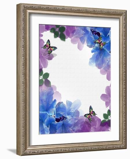 Watercolor Flowers and Butterflies-Irisangel-Framed Art Print