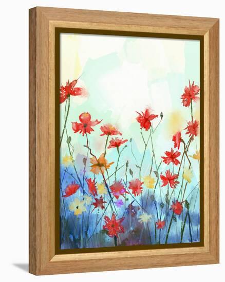 Watercolor Flowers Painting in Soft Color and Blur Style .Vintage Painting Flowers .Spring Floral S-pluie_r-Framed Stretched Canvas