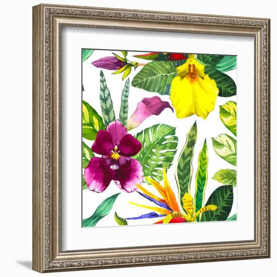 Watercolor Flowers-Monash-Framed Art Print