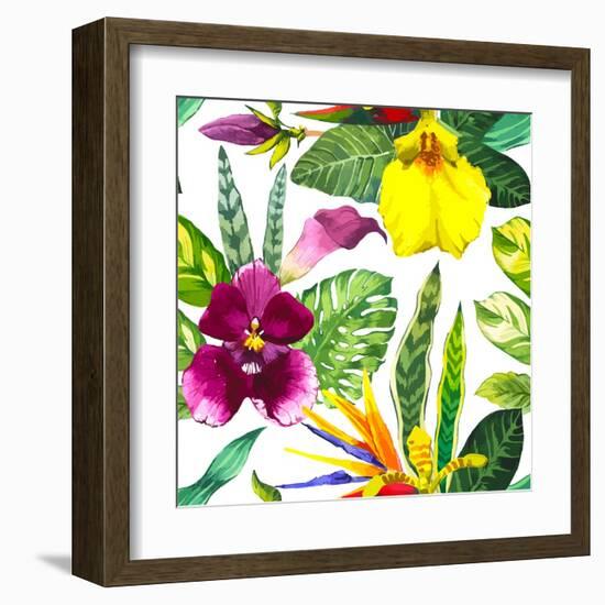 Watercolor Flowers-Monash-Framed Art Print