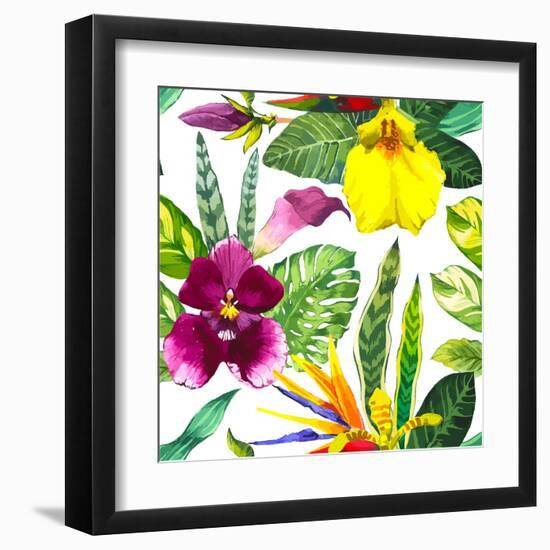 Watercolor Flowers-Monash-Framed Art Print