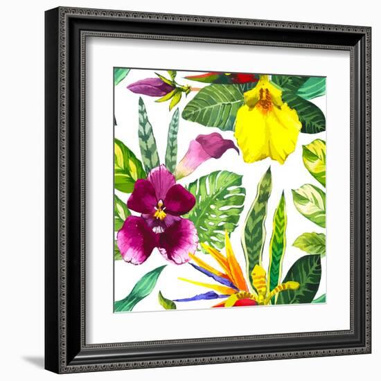 Watercolor Flowers-Monash-Framed Art Print