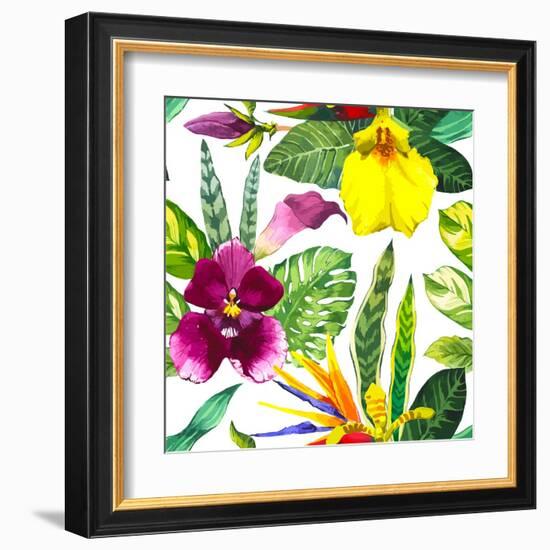 Watercolor Flowers-Monash-Framed Art Print