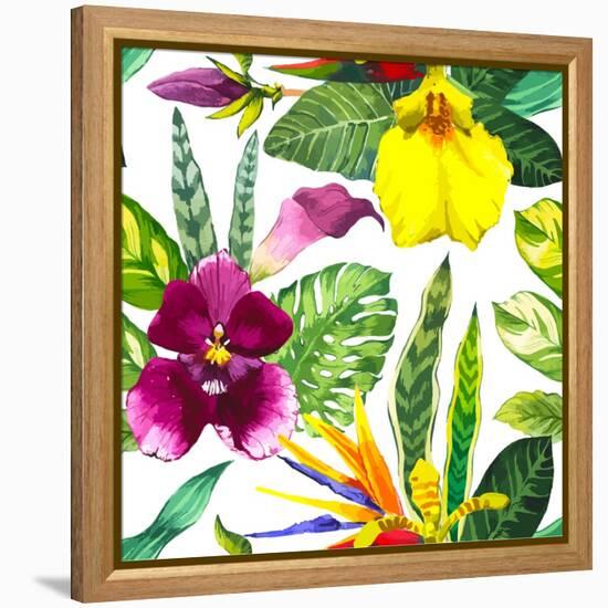 Watercolor Flowers-Monash-Framed Stretched Canvas