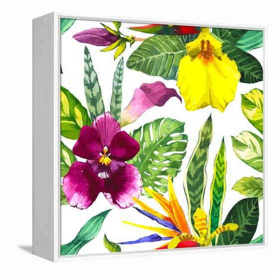 Watercolor Flowers-Monash-Framed Stretched Canvas