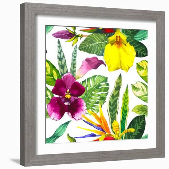 Watercolor Flowers-Monash-Framed Art Print