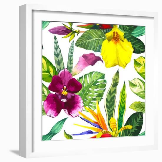 Watercolor Flowers-Monash-Framed Art Print