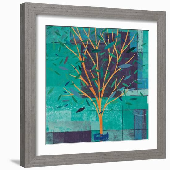 Watercolor Forest VI Peacock-Veronique Charron-Framed Art Print