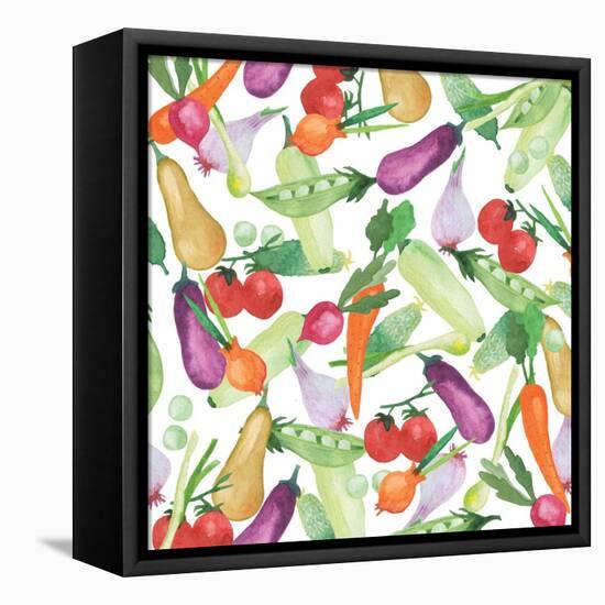 Watercolor Fresh Vegetables and Herbs-Maria Mirnaya-Framed Stretched Canvas