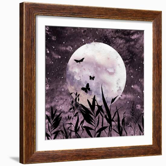 Watercolor Full Moon Art-Eisfrei-Framed Premium Giclee Print