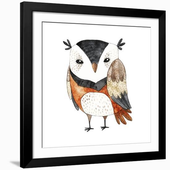 Watercolor Funny Kids Illustration with Owl. Hand Drawn Animal Drawing. Owl Bird Painting. Perfect-Maria Sem-Framed Art Print