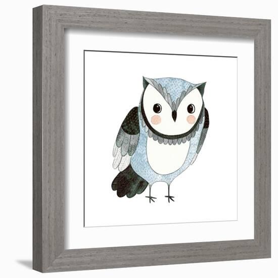 Watercolor Funny Kids Illustration with Owl. Hand Drawn Animal Drawing. Owl Bird Painting. Perfect-Maria Sem-Framed Art Print