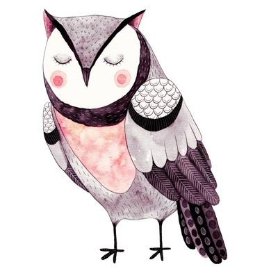 Watercolor Funny Kids Illustration with Owl. Hand Drawn Animal Drawing. Owl Bird Painting. Perfect' Art Print - Maria Sem Watercolor Funny Kids Illustration with Owl. Hand Drawn Animal Drawing. Owl Bird Painting. Perfect' Art Print - Maria Sem