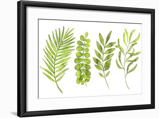 Watercolor Greenery Set with Leaves, Herbs and Branches-Maria Mirnaya-Framed Art Print