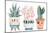 Watercolor Hand-Drawn Illustration with Cactus and Succulents. Green House Plants Illustrations. Cu-Maria Sem-Mounted Art Print