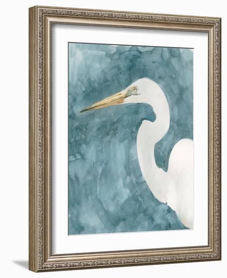 Watercolor Heron Portrait I-Emma Caroline-Framed Art Print