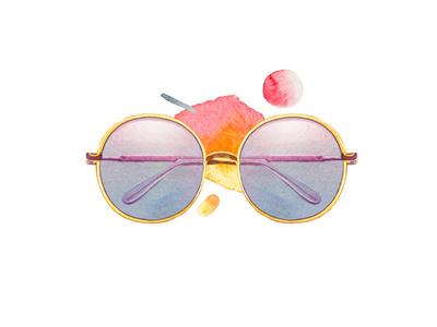 Watercolor Hipster Sunglasses And Artsy Brush Strokes Art Print By