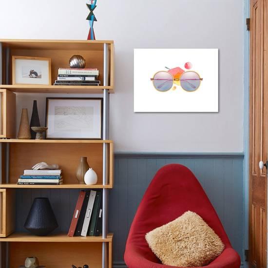 Watercolor Hipster Sunglasses And Artsy Brush Strokes Art Print By