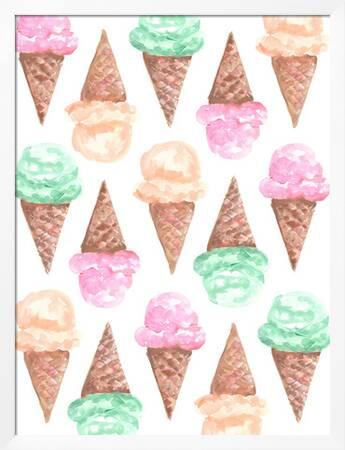 watercolor ice cream cone pattern giclee print jetty printables art com