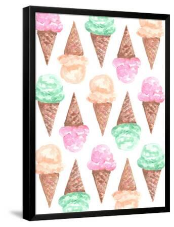 watercolor ice cream cone pattern giclee print jetty printables art com