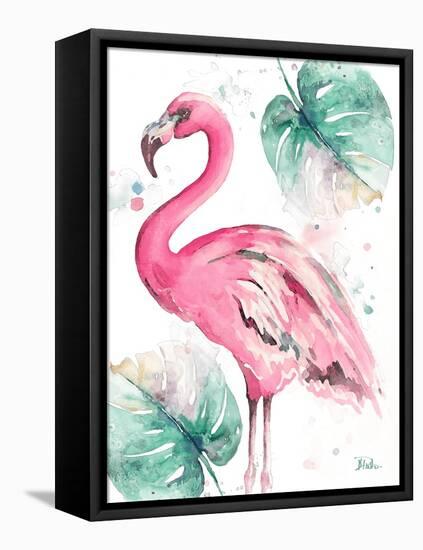 Watercolor Leaf Flamingo I-Patricia Pinto-Framed Stretched Canvas