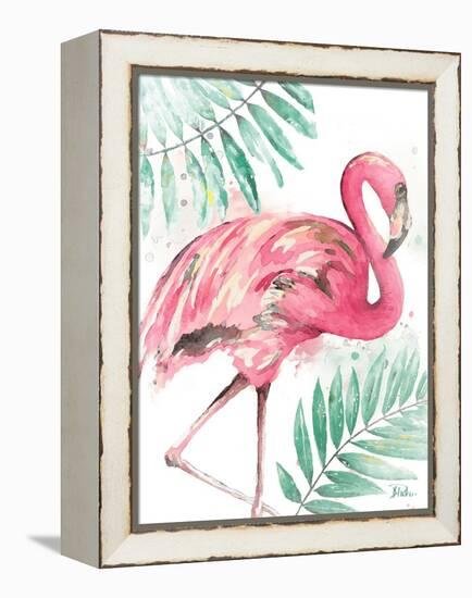 Watercolor Leaf Flamingo II-Patricia Pinto-Framed Stretched Canvas