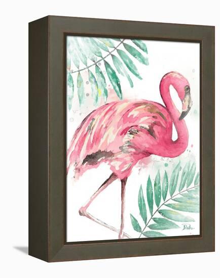 Watercolor Leaf Flamingo II-Patricia Pinto-Framed Stretched Canvas