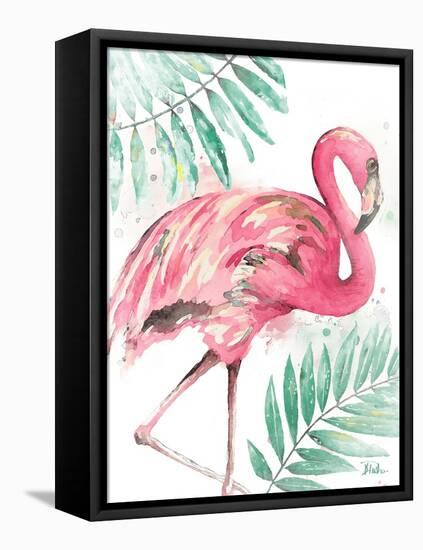 Watercolor Leaf Flamingo II-Patricia Pinto-Framed Stretched Canvas