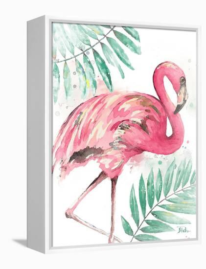 Watercolor Leaf Flamingo II-Patricia Pinto-Framed Stretched Canvas