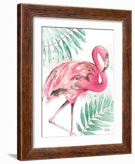 Watercolor Leaf Flamingo II-Patricia Pinto-Framed Art Print