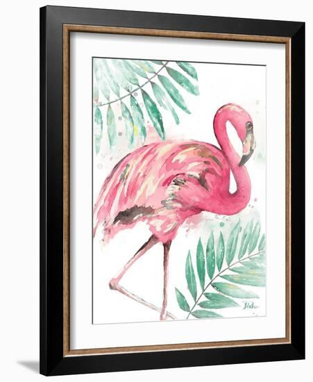 Watercolor Leaf Flamingo II-Patricia Pinto-Framed Art Print