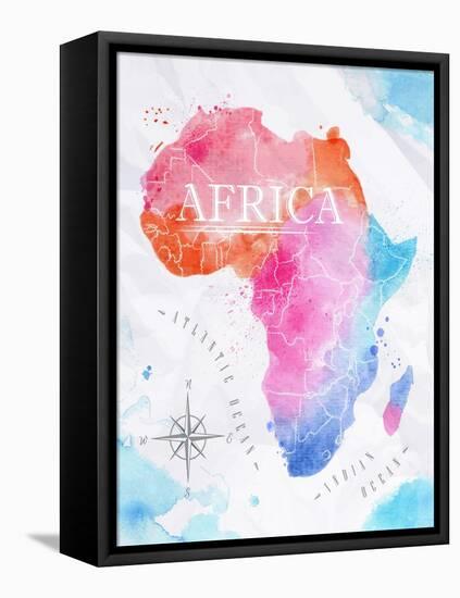 Watercolor Map Africa Pink Blue-anna42f-Framed Stretched Canvas