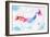 Watercolor Map Japan Pink Blue-anna42f-Framed Art Print