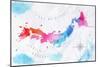 Watercolor Map Japan Pink Blue-anna42f-Mounted Art Print