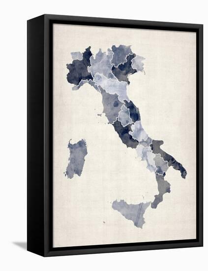 Watercolor Map of Italy-Michael Tompsett-Framed Stretched Canvas