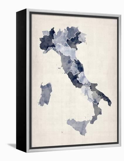 Watercolor Map of Italy-Michael Tompsett-Framed Stretched Canvas