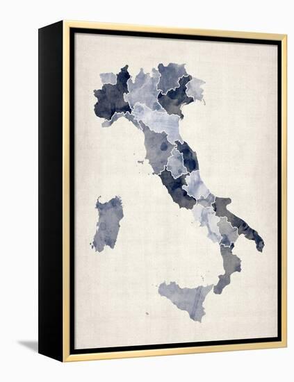 Watercolor Map of Italy-Michael Tompsett-Framed Stretched Canvas