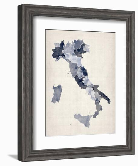 Watercolor Map of Italy-Michael Tompsett-Framed Art Print