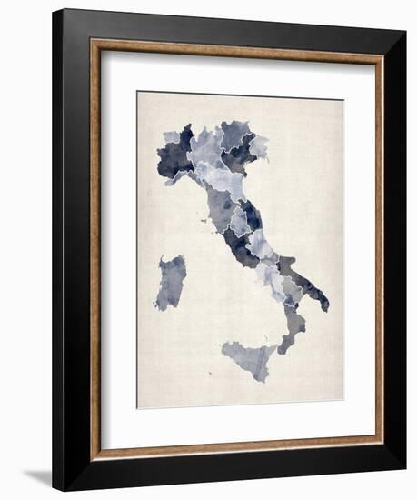 Watercolor Map of Italy-Michael Tompsett-Framed Art Print