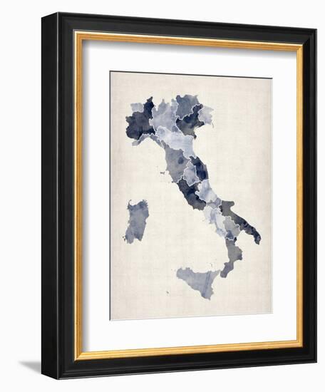 Watercolor Map of Italy-Michael Tompsett-Framed Art Print