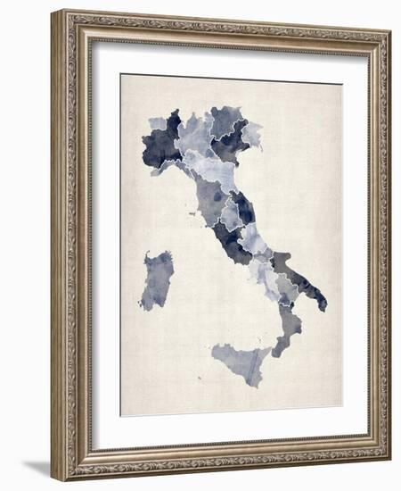 Watercolor Map of Italy-Michael Tompsett-Framed Art Print