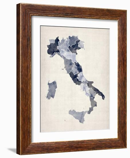 Watercolor Map of Italy-Michael Tompsett-Framed Art Print