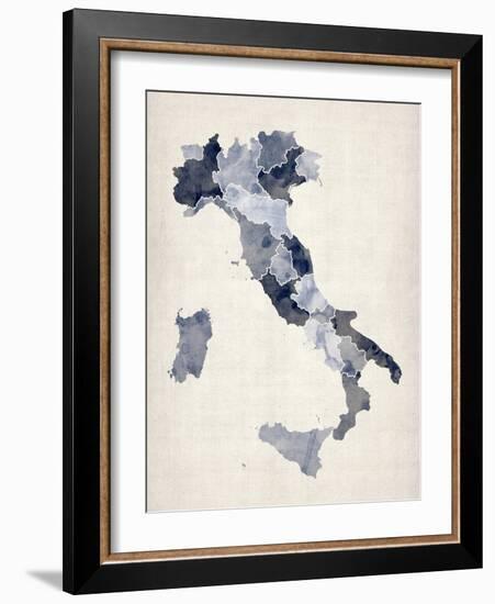Watercolor Map of Italy-Michael Tompsett-Framed Art Print