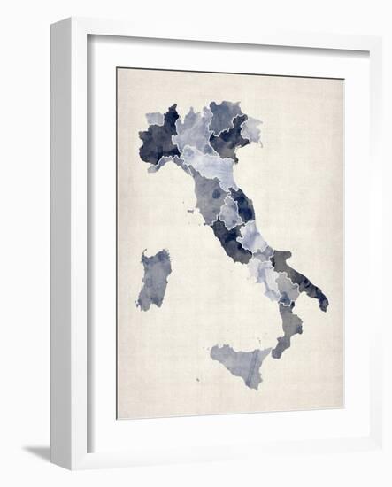 Watercolor Map of Italy-Michael Tompsett-Framed Art Print